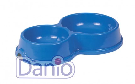 Миска пластиковая Природа №1 двойная, синяя, 150/270 мл