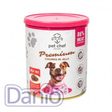 Влажный корм для собак Pet Chef, кусочки в желе Мясной микс, 800