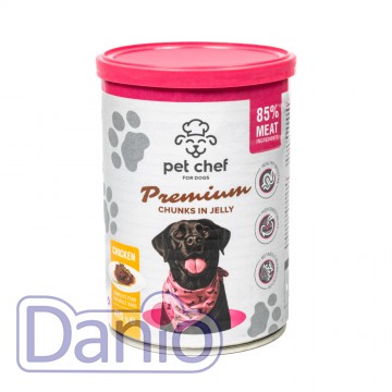 Влажный корм для собак Pet Chef, 415г, кусочки в желе с курицей