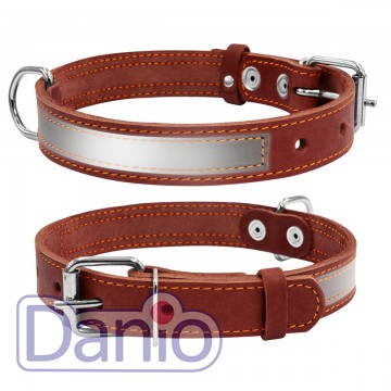 Collar Ошейник CoLLaR светоотражающий (Ш 35мм, Д 48-63см) коричневый - Картинка 1