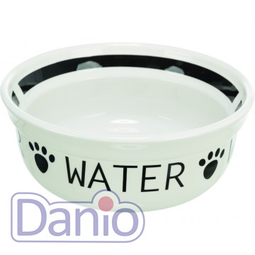 Миска для собак Trixie Water керамическая 0,25 d 13 см бело-черн