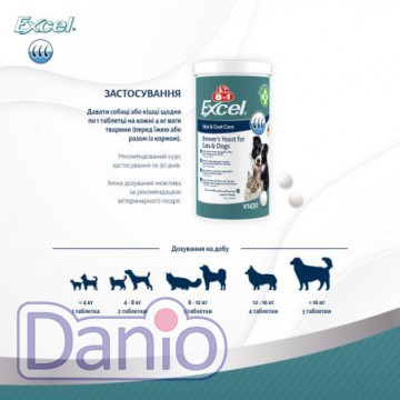 Витамины 8in1 Excel Brewers Yeast для собак и кошек, пивные дрож