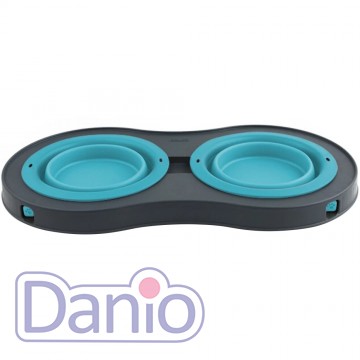 Dexas Подвійна миска DEXAS Double Elevated Feeder Large на складній підставці 600мл, для собак, блакитна - Картинка 2