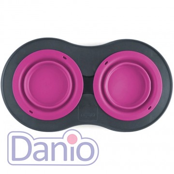 Dexas Подвійна миска DEXAS Double Elevated Feeder Large на складній підставці 600мл, для собак, рожева - Картинка 2