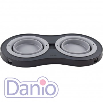 Dexas Подвійна миска DEXAS Double Elevated Feeder Large на складній підставці 600мл, для собак, світло-сіра - Картинка 2