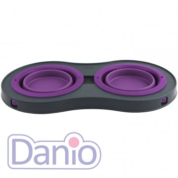 Dexas Подвійна миска DEXAS Double Elevated Feeder Large на складній підставці 600мл, для собак, фіолетова - Картинка 2