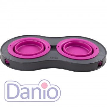 Dexas Подвійна миска DEXAS Double Elevated Feeder Small на складній підставці 240мл, для собак, пурпурна - Картинка 2