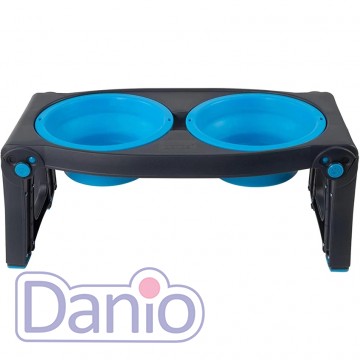 Dexas Подвійна миска DEXAS Adjustable Height Pet Feeder з регульованими ніжками 960мл, для собак, блакитна - Картинка 2