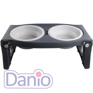 Dexas Подвійна миска DEXAS Adjustable Height Pet Feeder з регульованими ніжками 960мл, для собак, світло-сіра - Картинка 2