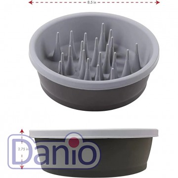 Dexas Миска DEXAS Silicone Slow Feed Bowl 1.44л, для повільного годування собак, сіра - Картинка 2