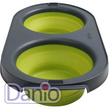 Dexas Подвійна миска DEXAS Collapsible/Expandable Pet Feeder 1.2л, для собак, зелена - Картинка 2
