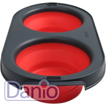 Dexas Подвійна миска DEXAS Collapsible/Expandable Pet Feeder 1.2л, для собак, червона - Картинка 2