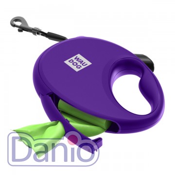 Поводок-рулетка WAUDOG R-leash L 5м до 40кг, фиолетовый