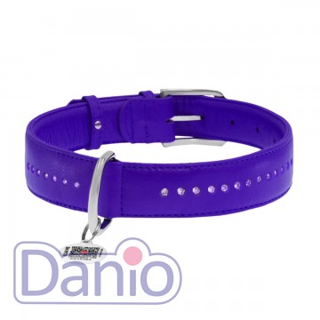 Ошейник WAUDOG Glamour XL 35мм/46-60см со стразами фиолетовый