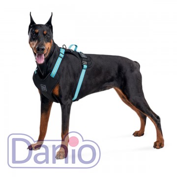 Шлея для собак безопасная WAUDOG Nylon S 20мм/55-65см, голубой