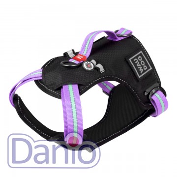 Шлея для собак безопасная WAUDOG Nylon S 20мм/55-65см фиолетовый