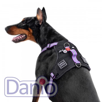 Шлея для собак безопасная WAUDOG Nylon S 20мм/55-65см фиолетовый