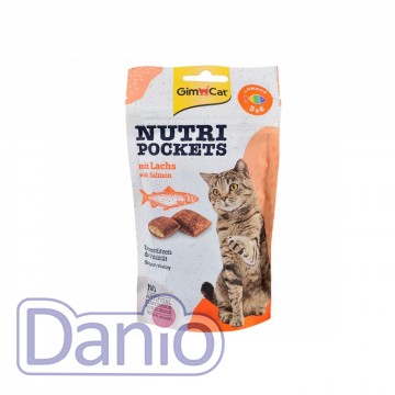 GimCat Вітамінні ласощі GimCat Nutri Pockets для кішок для зміцнення імунної системи та здоров'я з лососем Омега 3/6 60 г - Картинка 1
