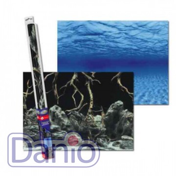 Двухсторонний фон Aqua Nova синее море и Камни с корягами 150х60