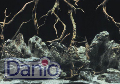 Двухсторонний фон Aqua Nova синее море и Камни с корягами 150х60