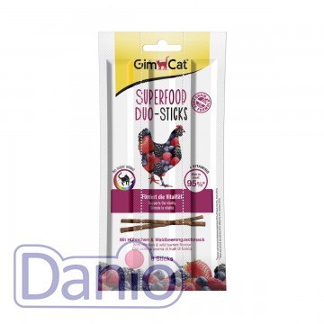 Лакомство для кошек GimCat Superfood Duo-Sticks с курицей и лесн