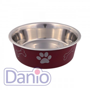 Миска для собак Trixie 450 мл металлическая, бордовая