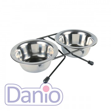 Миска для собак Trixie 1,8л металлическая 2 шт + подставка 