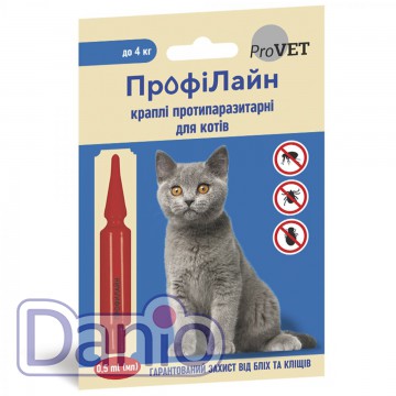 Капли на холку для кошек ProVET ПрофиЛайн от внешних паразитов, 